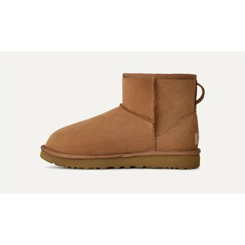 UGG Classic Mini II Chestnut Suede Sheepskin Ankle Boots Women’s Size 7 1016222 - Picture 3 of 8